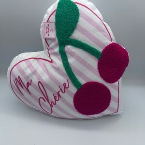 Heart-Shaped Pillow with Cherry Design